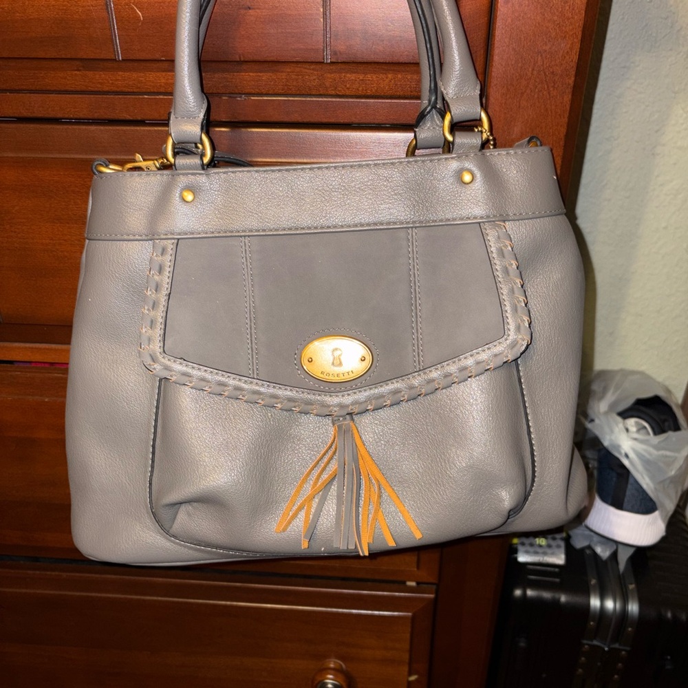 Rosetti Gray Satchel with Gold Accents